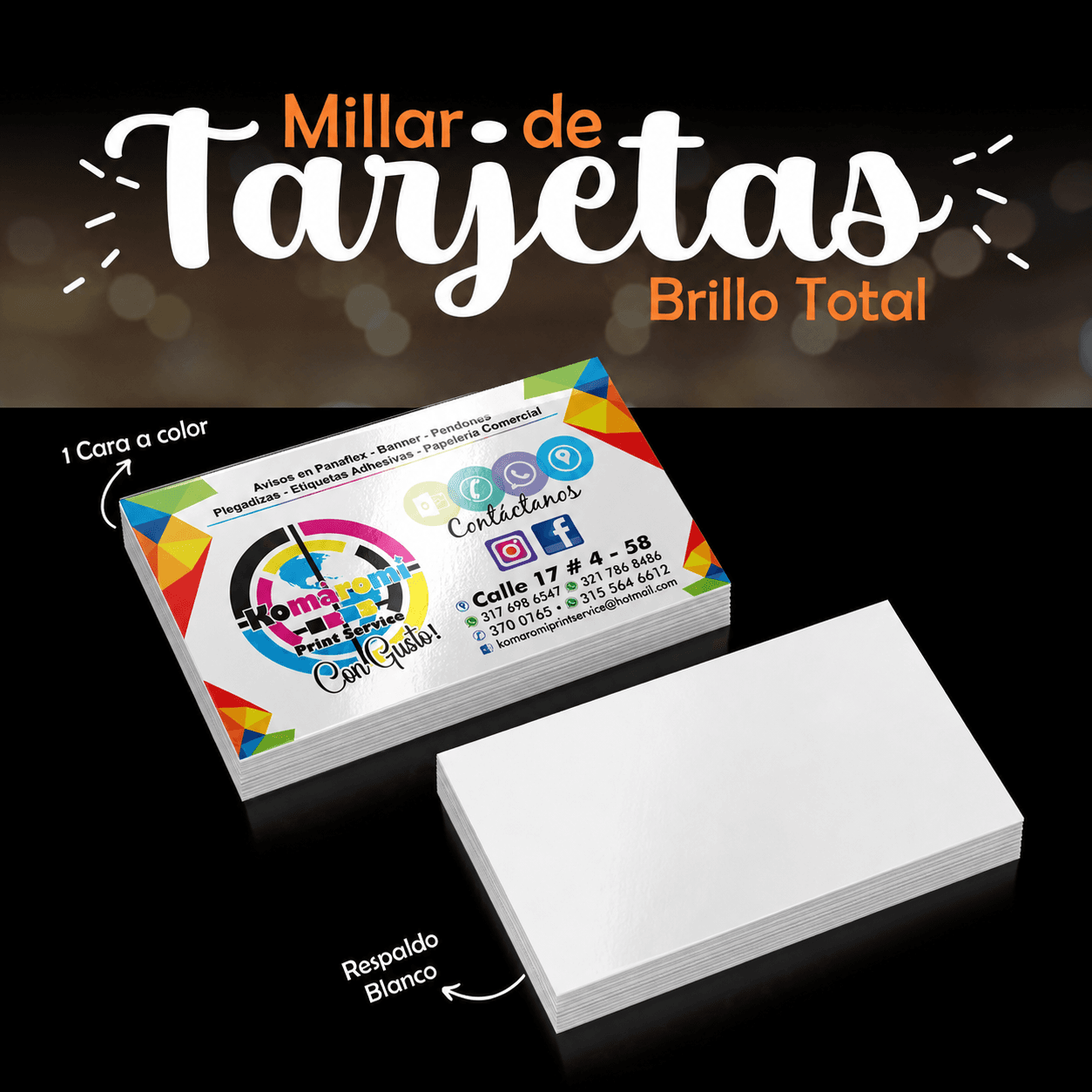 Tarjeta de Presentación Brillo Total